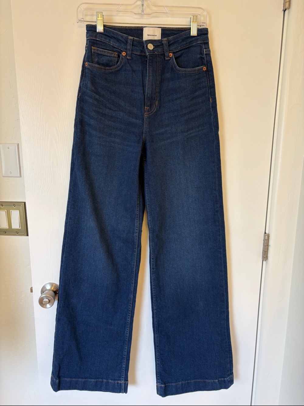 Reformation Dark Blue Wide-Leg Jeans